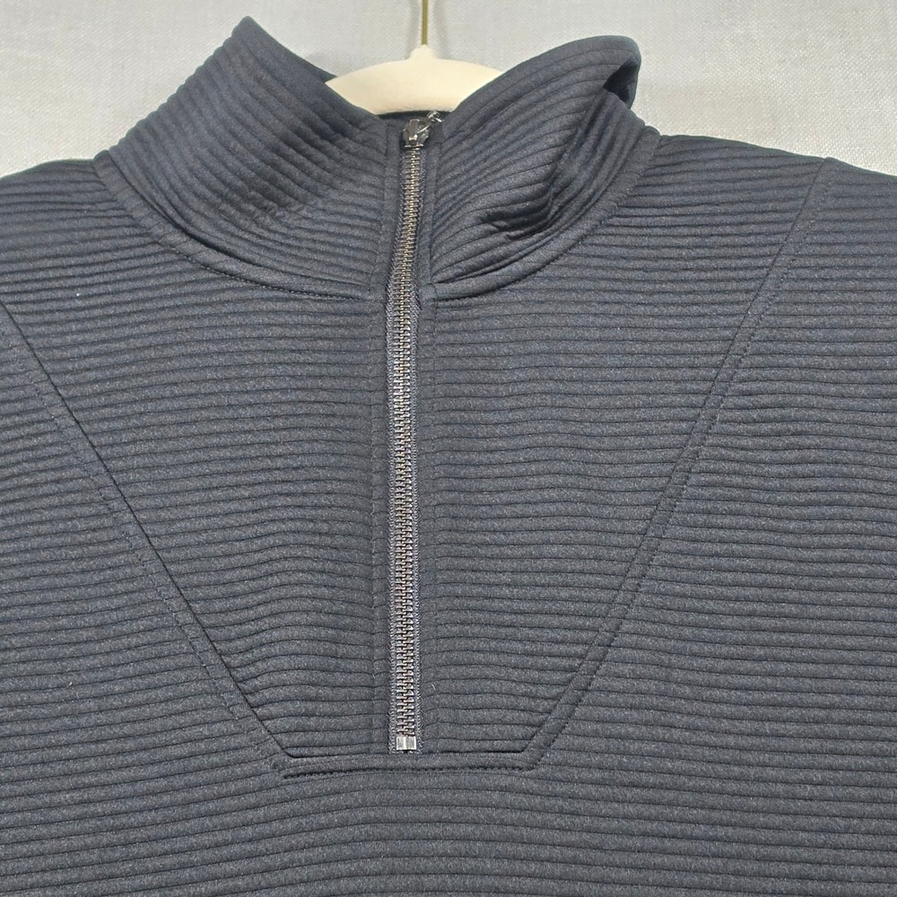 Kinesis Quarter Zip Pullover Womens Large Black Excellent Ribbed Active Stretch